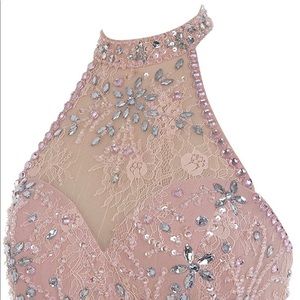 PINK Long Dresses -Chiffon Beaded Evening Gown